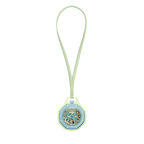 Royal Pop Blaue Acht vue arrière — fond saphir transparent, mouvement Sistem51 remontage manuel décoré Pop Art, cordon vert surpiqûres bleu clair