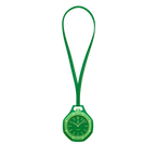 Montre de poche Royal Pop Green Eight vue de face — cadran Tapisserie vert, lunette octogonale vert clair, vis vert foncé, cordon cuir vert