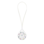 Montre de poche Royal Pop Huit Blanc vue de face — cadran Tapisserie blanc, lunette octogonale blanche, huit vis hexagonales multicolores, cordon cuir blanc