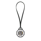Royal Pop Ocho Negro vue arrière — fond saphir transparent, mouvement Sistem51 décoré Pop Art, cordon noir